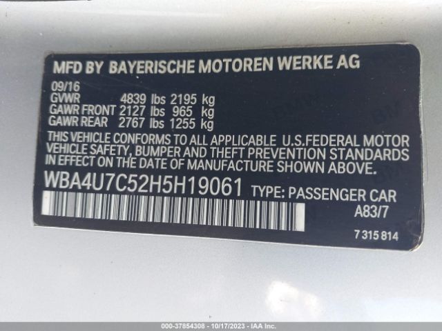 WBA4U7C52H5H19061 BMW 4 Series 430i