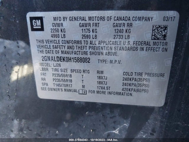 Chevrolet Equinox Premier 2017 2GNALDEK0H1588082 Image 9