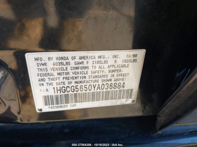 2000 HONDA ACCORD 1HGCG5650YA036884 Photo 8