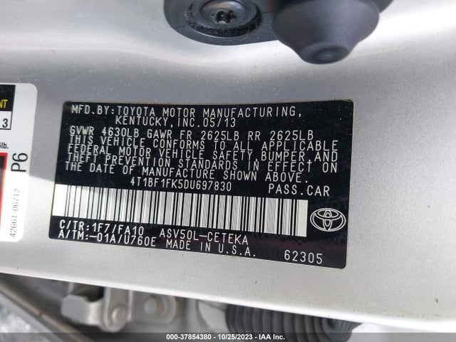 2013 TOYOTA CAMRY L/LE/SE/XLE VIN: 4T1BF1FK5DU697830