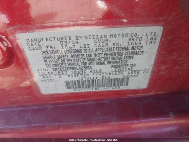 3N1CE2CP8EL427653 Nissan Versa Note S