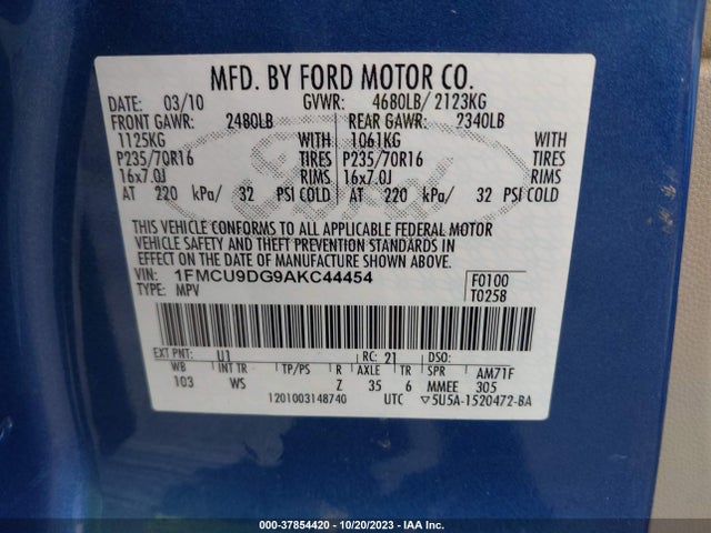 2010 FORD ESCAPE 1FMCU9DG9AKC44454 Photo 8