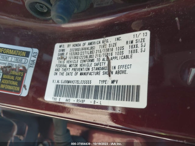 Honda CR-V LX 2014 5J6RM4H37EL035555 Image 9