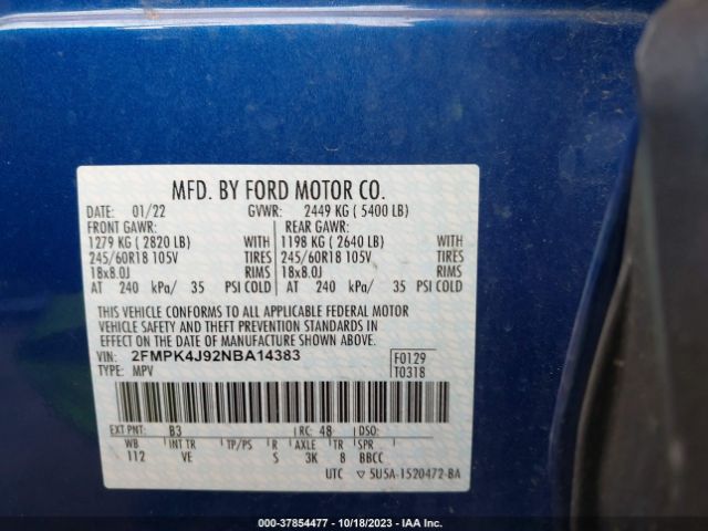 2FMPK4J92NBA14383 Ford Edge Sel/st-line