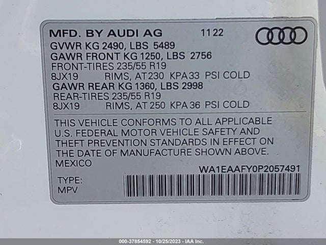 WA1EAAFY0P2057491 Audi Q5 S Line Premium Plus