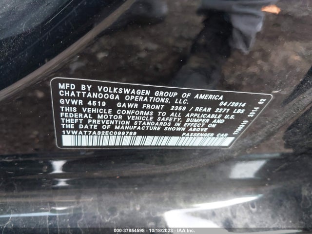 1VWAT7A32EC099789 Volkswagen Passat Wolfsburg Ed