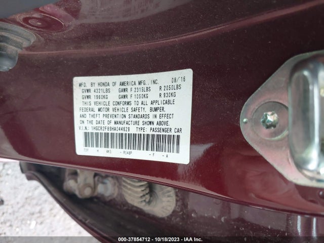 Honda Accord Ex-l 2017 1HGCR2F89HA044629 Image 9