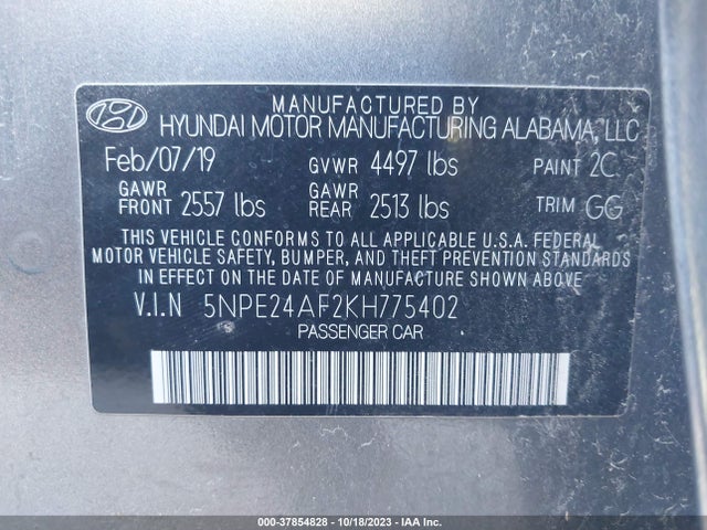 Hyundai SONATA SE 2019 5NPE24AF2KH775402 Image 9