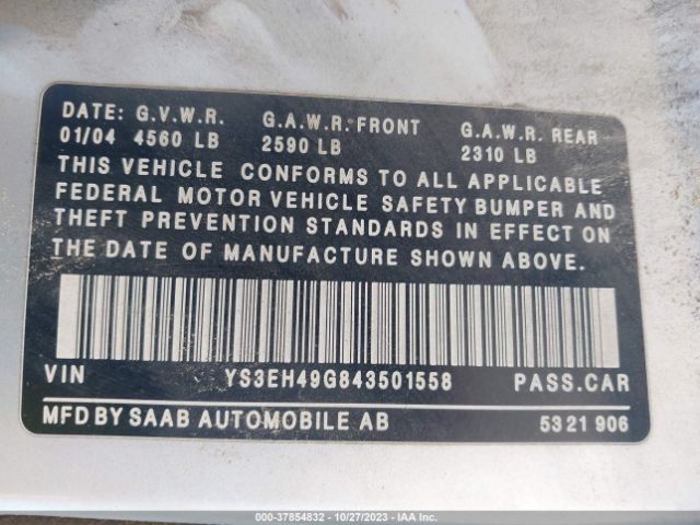 2004 SAAB 9-5 YS3EH49G843501558 Photo 8