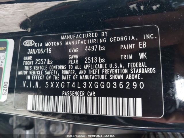 5XXGT4L3XGG036290 KIA Optima Lx