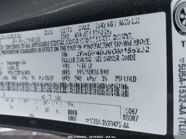 Ford FIESTA SE 2016 3FADP4BJ9GM158232 Image 9