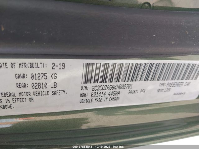2C3CDZAG8KH602701 Dodge Challenger Sxt