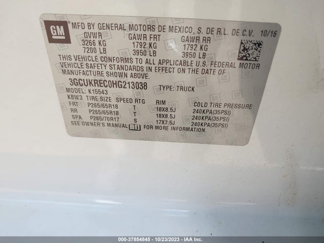 Chevrolet Silverado 1500 Lt 2017 3GCUKREC0HG213038 Image 9