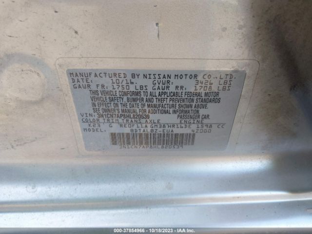 3N1CN7AP8HL820539 Nissan Versa Sedan Sv