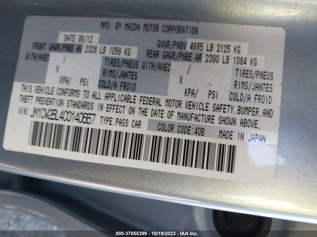 2012 MAZDA MAZDA5 SPORT VIN: JM1CW2BL4C0140667
