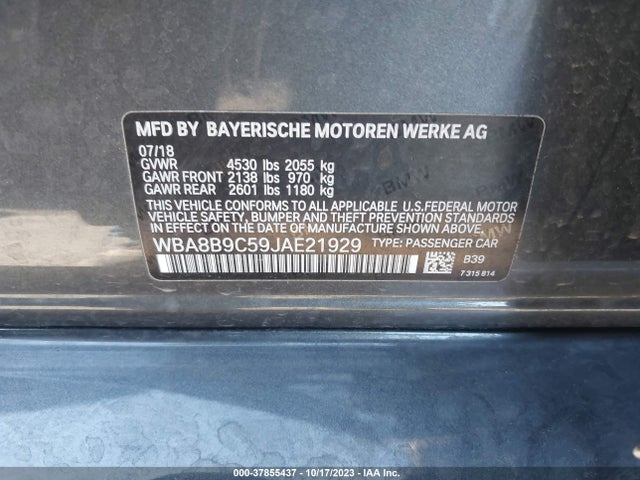 BMW 330I 2018 WBA8B9C59JAE21929 Image 9