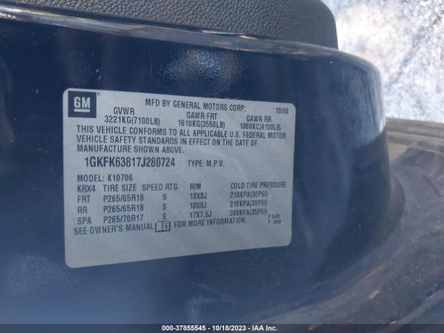 2007 GMC YUKON DENALI 1GKFK63817J280724 Photo 8