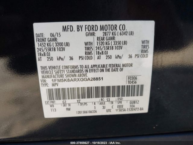 1FM5K8ARXGGA28851 Ford UTILITY POLICE