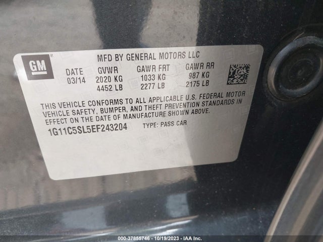 Chevrolet MALIBU 1LT 2014 1G11C5SL5EF243204 Image 9