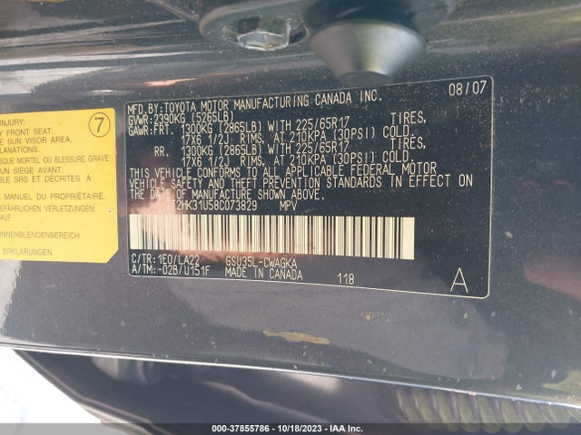 2008 LEXUS RX 350 2T2HK31U58C073829 Photo 8