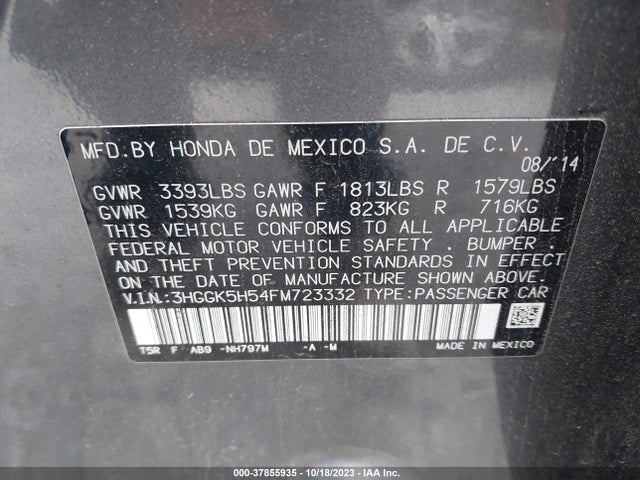 Honda FIT LX 2015 3HGGK5H54FM723332 Image 9