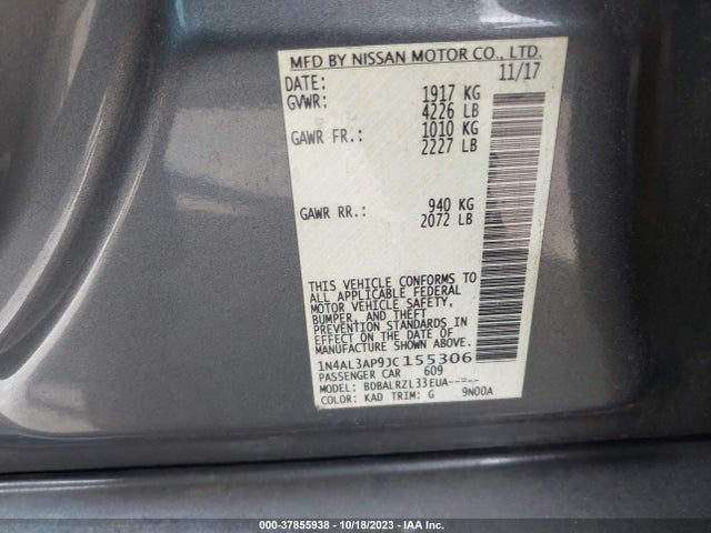 Nissan Altima 2.5 Sl 2018 1N4AL3AP9JC155306 Image 9