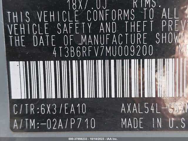 Toyota RAV4 HYBRID 2021 4T3B6RFV7MU009200 Image 9