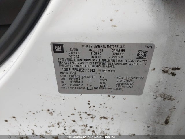 Chevrolet EQUINOX LT 2014 1GNFLFEK4EZ116343 Image 9