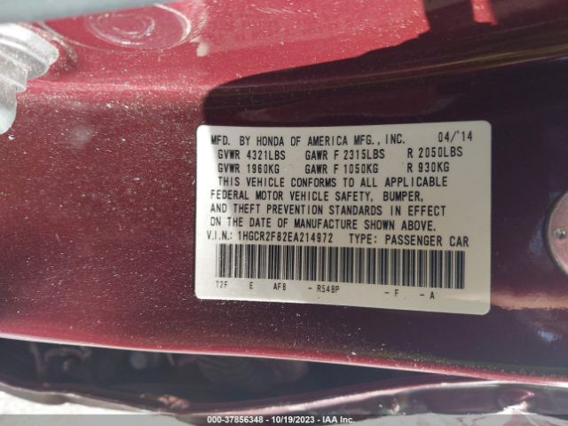 1HGCR2F82EA214972 Honda Accord Sedan Ex-l