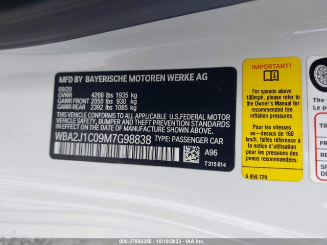 BMW 2 Series 230i 2021 WBA2J1C09M7G98838 Image 9