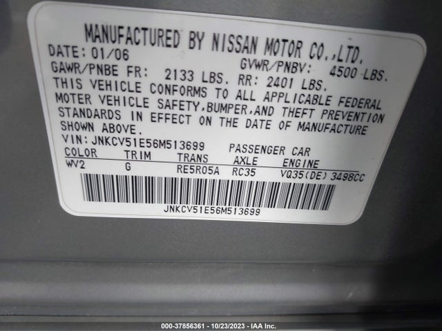 2006 INFINITI G35 SEDAN JNKCV51E56M513699 Photo 8