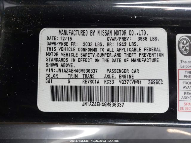 JN1AZ4EH4GM936337 Nissan 370Z