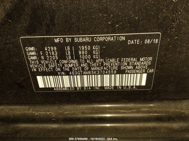 4S3GTAM65K3704559 Subaru Impreza Sport