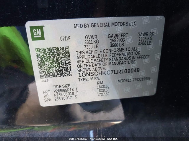 Продаж на аукціоні авто 2020 Chevrolet Suburban 2wd Lt, vin: 1GNSCHKC7LR109049, номер лоту: 37856557