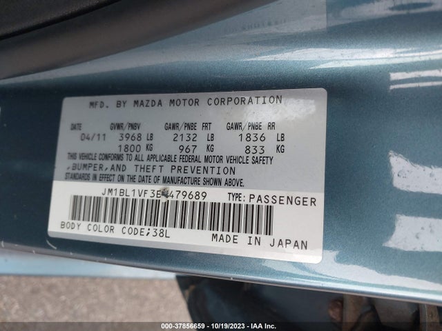 Aukcja sprzedaży 2011 Mazda Mazda3, vin: JM1BL1VF3B1479689, numer aukcji: 37856659