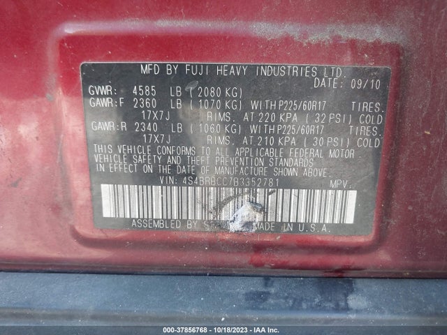 2011 SUBARU OUTBACK 4S4BRBCC7B3352781 Photo 8