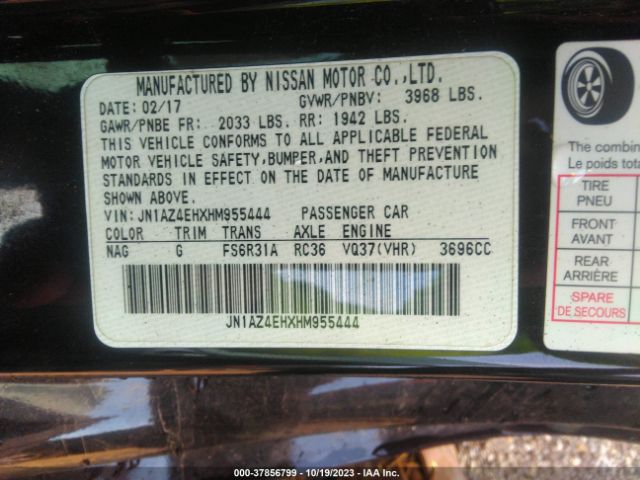JN1AZ4EHXHM955444 Nissan 370Z