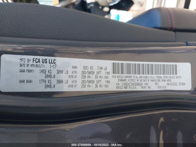 1C4SDHCT2HC690524 Dodge Durango R/t Rwd