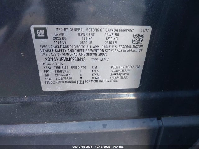 Chevrolet EQUINOX LT 2018 2GNAXJEV8J6230413 Image 9