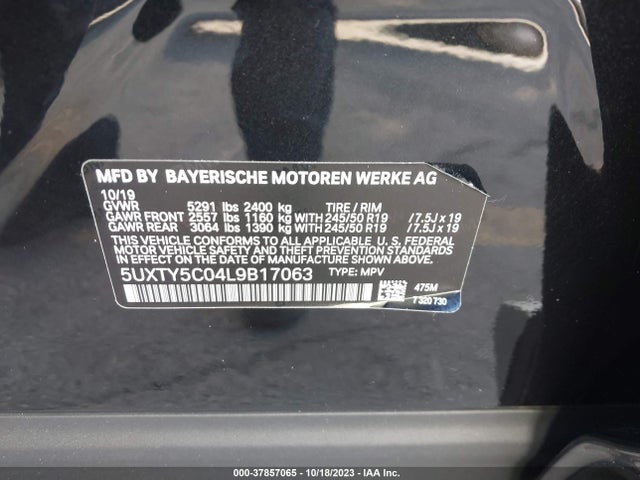 BMW X3 Xdrive30i 2020 5UXTY5C04L9B17063 Image 9
