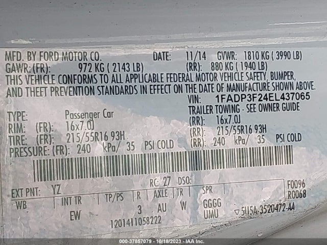 Ford FOCUS SE 2014 1FADP3F24EL437065 Image 9