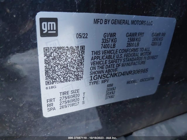 Chevrolet Tahoe 2wd Lt 2022 1GNSCNKD4NR306965 Image 9