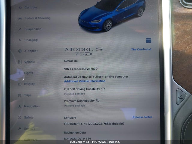 Tesla Model S 75d/100d/p100d 2018 5YJSA1E21JF247830 Image 16