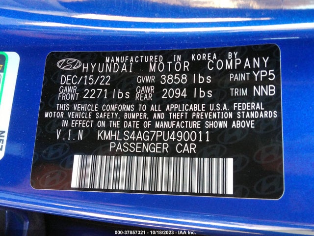 Hyundai ELANTRA SEL 2023 KMHLS4AG7PU490011 Image 9