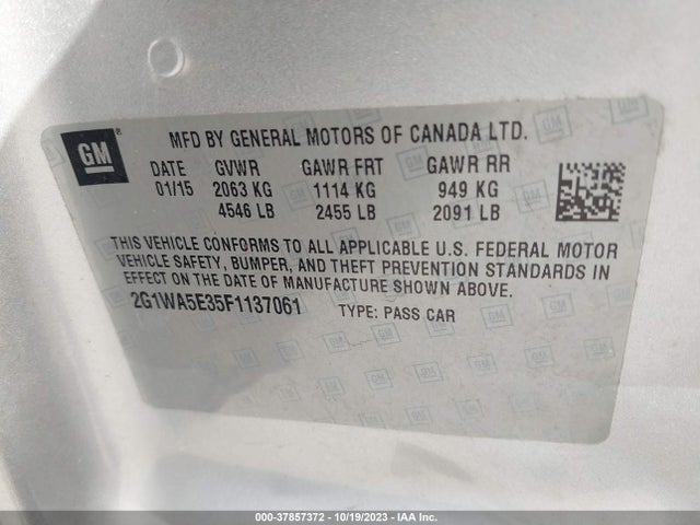 Chevrolet Impala Limited Ls 2015 2G1WA5E35F1137061 Image 9