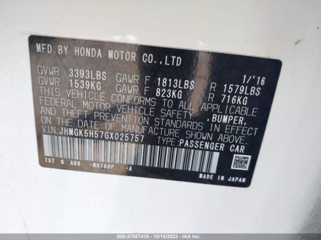 JHMGK5H57GX025757 Honda FIT LX