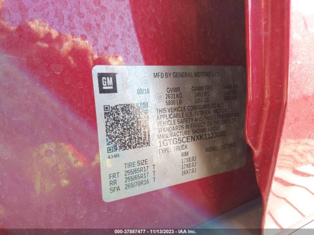 1GTG5CENXK1123081 GMC Canyon 2wd Sle