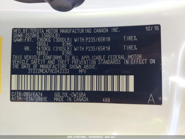 2T2ZZMCA7HC042333 Lexus Rx Rx 350