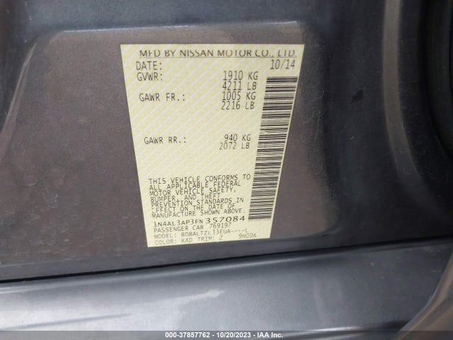 2015 NISSAN ALTIMA 2.5 SL VIN: 1N4AL3AP3FN357084
