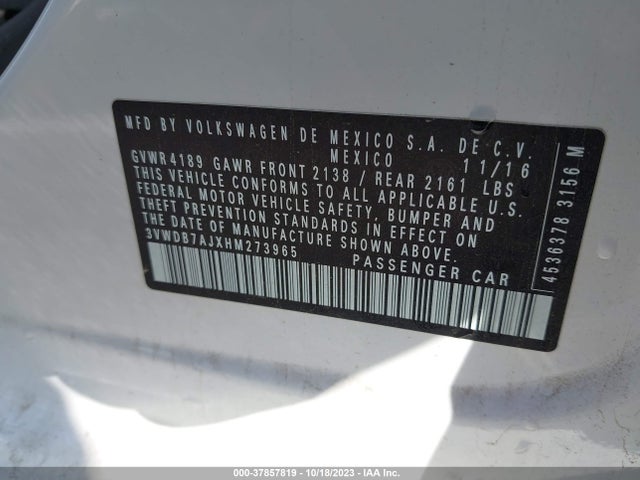 3VWDB7AJXHM273965 Volkswagen Jetta 1.4t Se